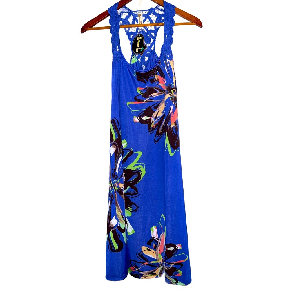 Floral Blue Sleeveless Dress